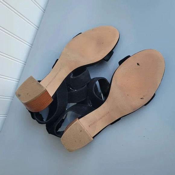 Rebecca Minkoff Women's Black Suede Strap Sandals Block Heel Size 9 M - Picture 4 of 10